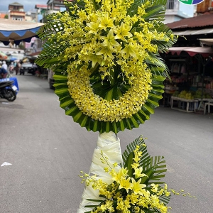 hoa chia buồn đám tang màu vàng 11