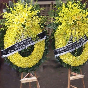 hoa chia buồn đám tang màu vàng 12